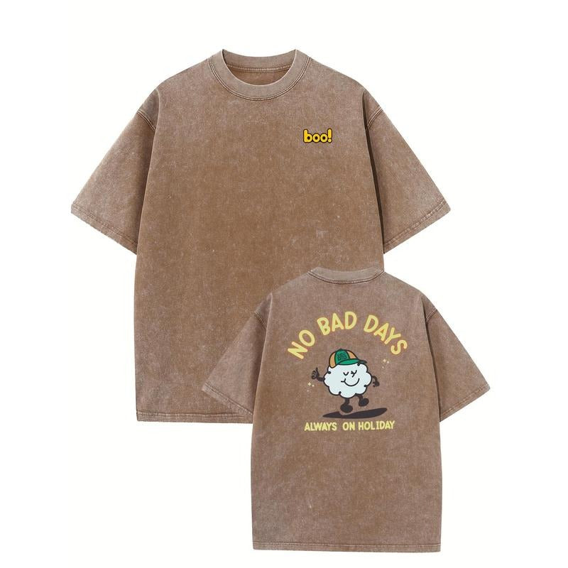 Holafish NOT BAD DAYS Oversized Cotton Solid Drop Shoulder T Shirts ForMen Vintage Streetwear Basic Tees Baggy Hip Hop...