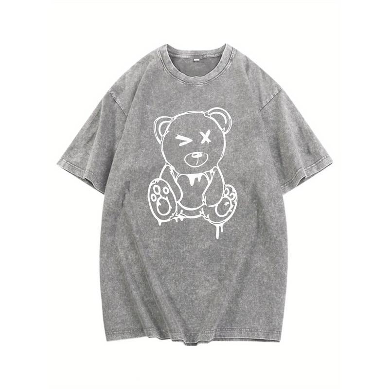 Holafish Print Oversized Cotton Solid Drop Shoulder T Shirts Vintage Streetwear Basic Tees Baggy Hip Hop Unisex Tops Acid...