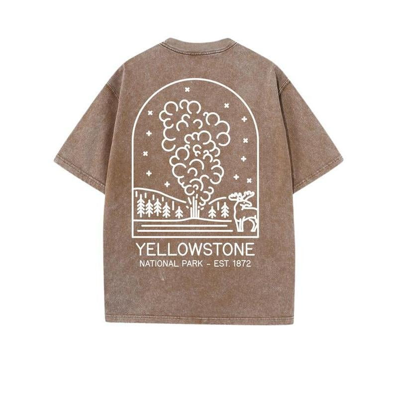 Holafish Unisex Retro Acid Wash T-Shirt Pure Cotton Solid Color Street Style Short Sleeve Casual Loose Fit Shirt Men and...