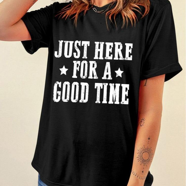 Holafish Women's Cotton Fitted Short Sleeve GOOD TIME Print Crew Neck T-Shirt Comfortable and Versatile Style for...