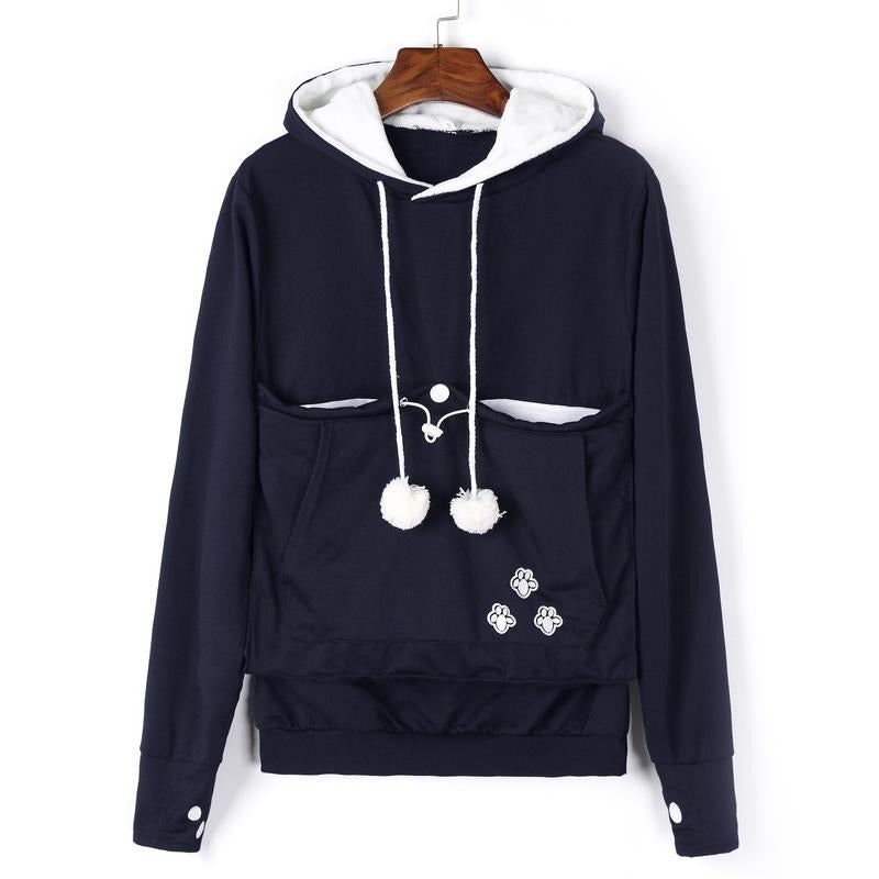Holafish Womens Pet Carrier Shirts Kitten Puppy Holder Animal Pouch Hood Sweatshirt Pouch Hoodie | HypeDripTees.com
