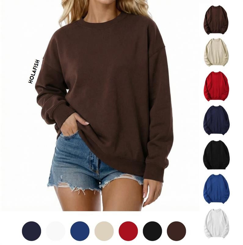 Holafish Womens Sweatshirts Hoodies Fleece Crewneck Sweaters Casual Tops Comfy Fall Fashion Outfits Winter Clothes 2025...