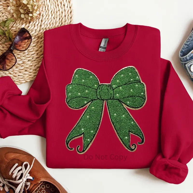 Holiday Bow Chenille Patch ONLY - This is NOT a T Shirt Hoodie, Sweatshirt | HypeDripTees.com