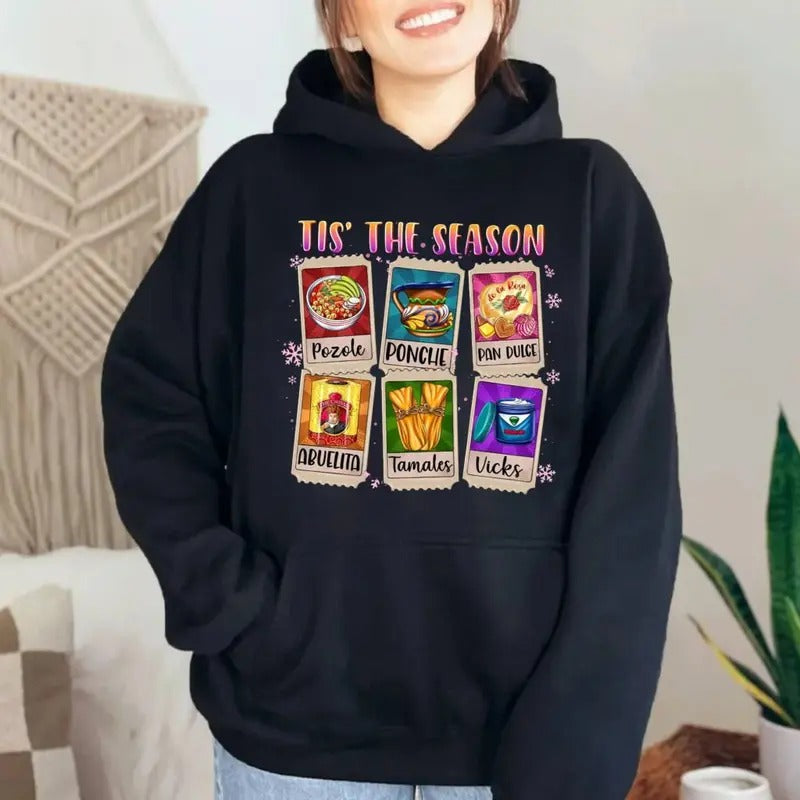 Holiday Joy Shirt, Cozy Mexican Sweater, Merry Christmas Hoodie, Latina Festive Sweatshirt, Sweet Bread Christmas...