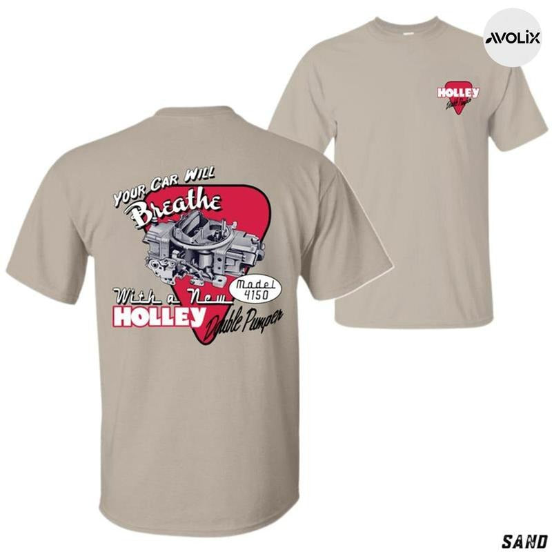 Holley Graphic Tee Pure Cotton Fabric Casual Retro Crewneck Short Sleeve T-Shirt, Trendy Shirt - Unisex Shirt Graphic...