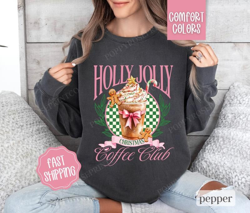 Holly Jolly Coffee Club Comfort Colors T-Shirts, Hoodie, Sweatshirt