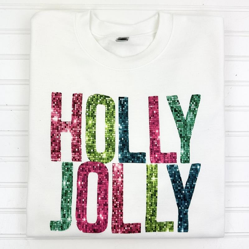 Holly Jolly Faux Sequins Sweatshirt T-Shirts, Hoodie | HypeDripTees.com