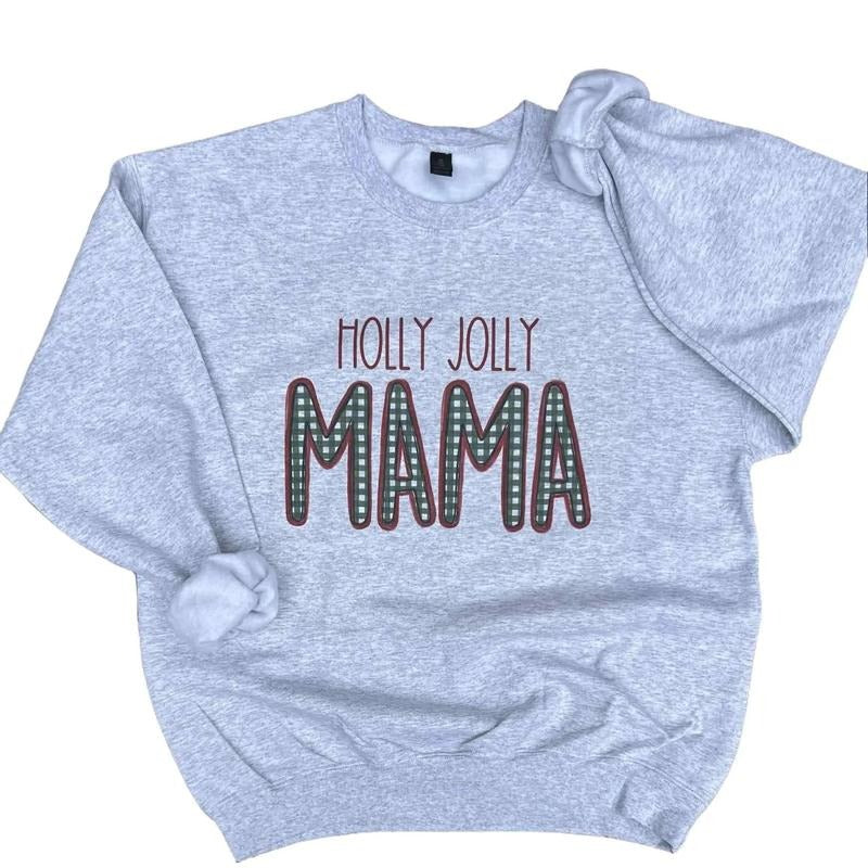 Holly Jolly GINGHAM TEXT Custom Name Sweatshirt T-Shirts, Hoodie | HypeDripTees.com