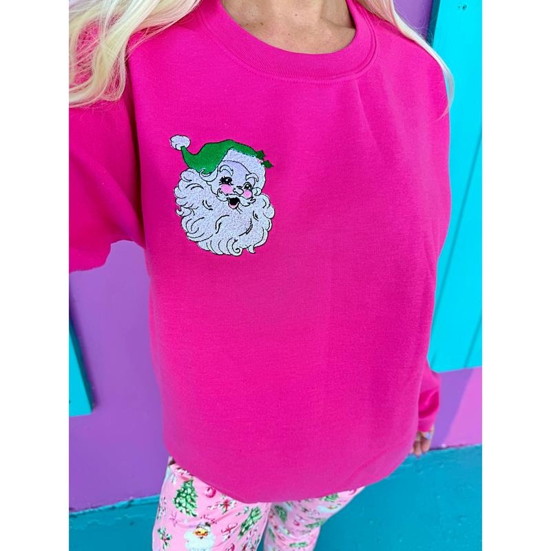Holly Jolly Santa Embroidered Sweatshirt T-Shirts, Hoodie | HypeDripTees.com