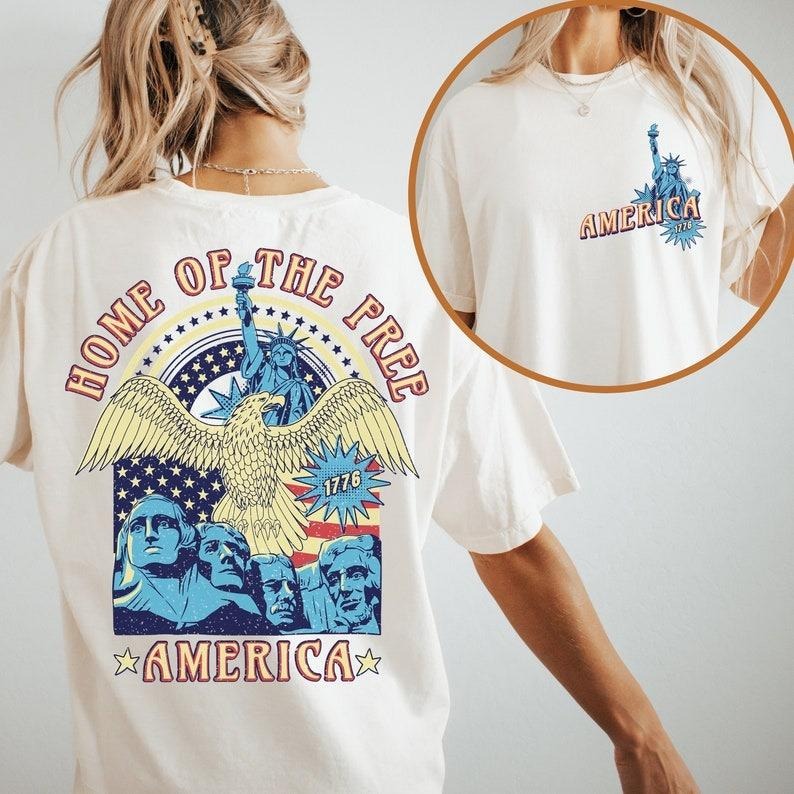 Home of The Pree America T-Shirt USA shirt Red White and Blue, 4th of July America Sweatshirt Hoodie | HypeDripTees.com