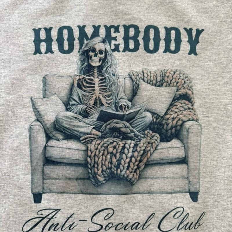 Homebody Skeleton Sweatshirt Anti Social Club Comfy Sweatshirt Fall Apparel T-Shirts, Hoodie | HypeDripTees.com