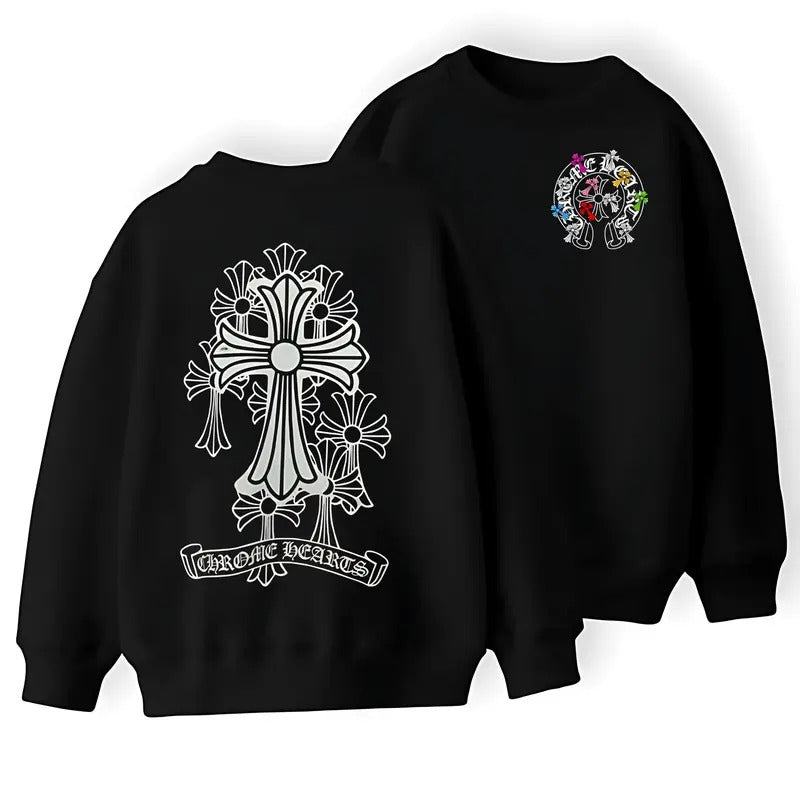 Chrome Hearts Cross Iconic Gothic Crewn T-shirt/Sweatshirt/Hoodie - Classic Fit - Cotton | HypeDripTees.com