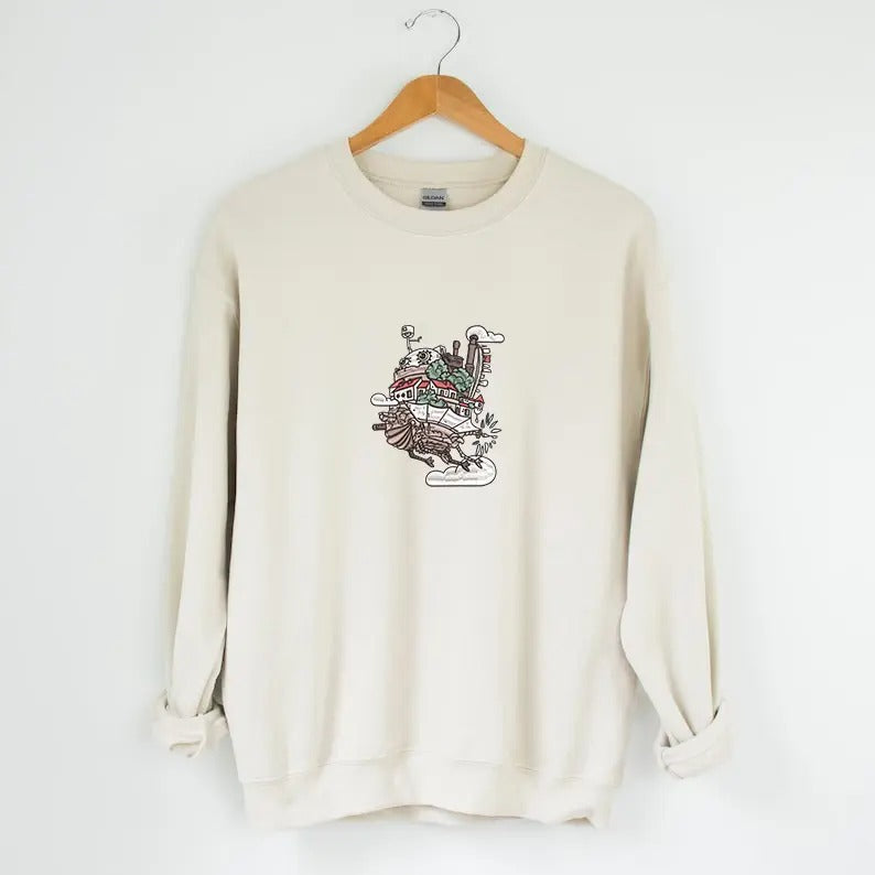 Howls Moving Castle Embroidered Tshirt/Sweatshirt/Hoodie, Calcifer, Howl and Sophie, Miyazaki Hayao Shirt, Studio Ghibli...