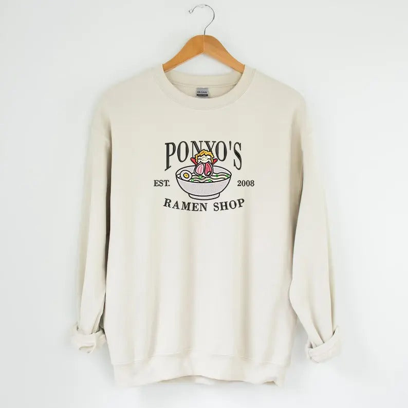 Ponyo Embroidered Tshirt/Sweatshirt/Hoodie, Miyazaki Hayao Shirt, Studio Ghibli Shirt, Anime Gift | HypeDripTees.com