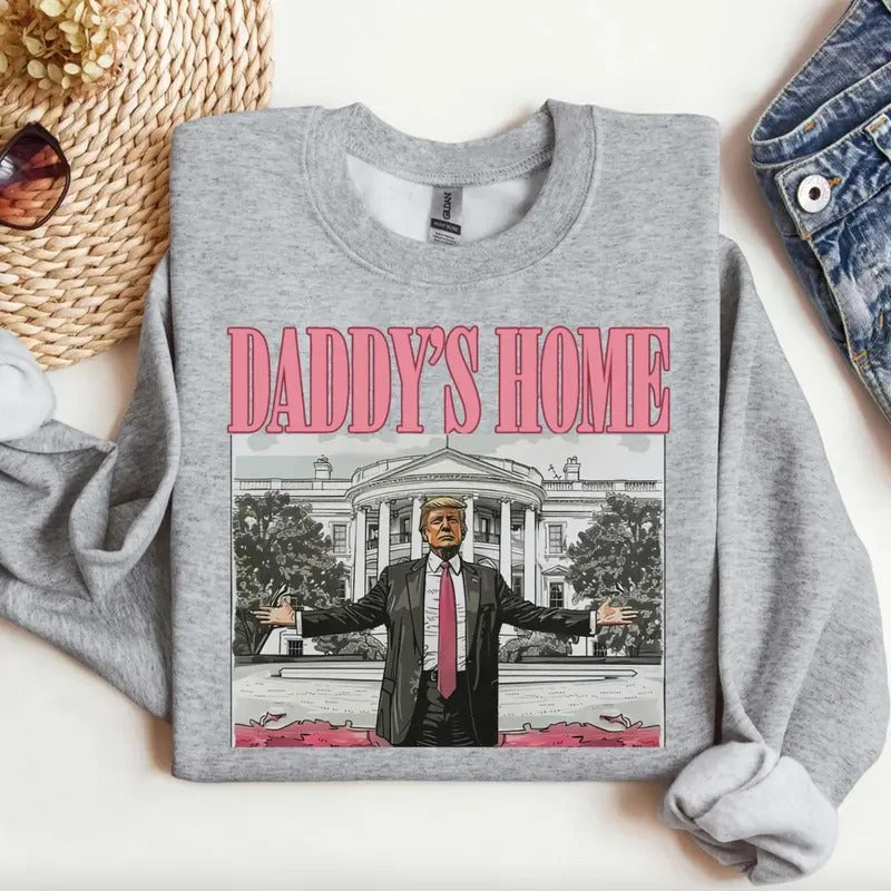 Daddys Home Sweatshirt/Shirt/Hoodie, Retro Crewneck, For Xmas, Cotton, Womenswear Tops Tops Menswear | HypeDripTees.com