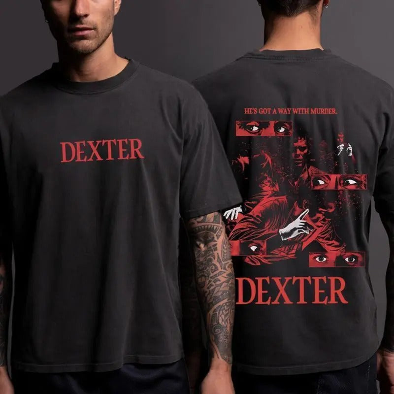 Dexter Morgan, Rock Style Bootleg, Dexter He's Got A Way With Murder T-shirt/Sweatshirt/Hoodie | HypeDripTees.com