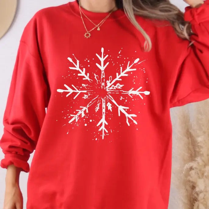 Retro Distressed Oversized Snowflake Sweatshirt/Hoodie T-Shirts | HypeDripTees.com