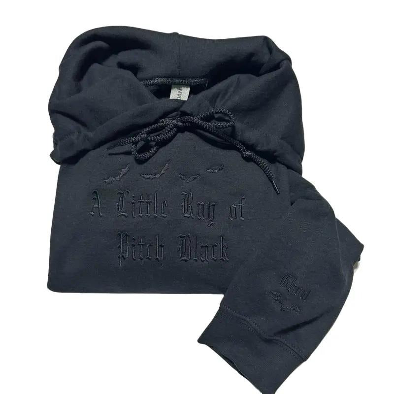 Hoodies & Sweatshirts Tops Womenswear - A Little Ray of Pitch Black Design on Black Hoodie T-Shirts | HypeDripTees.com