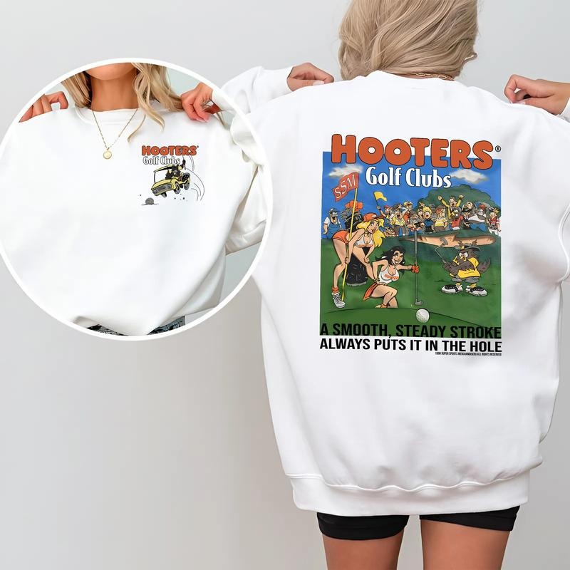 Hooters Golf Club 2-Sided Sweatshirt, Retro Graphic Pullover for Men and Women, Golf Humor Streetwear, Casual Unisex Top...