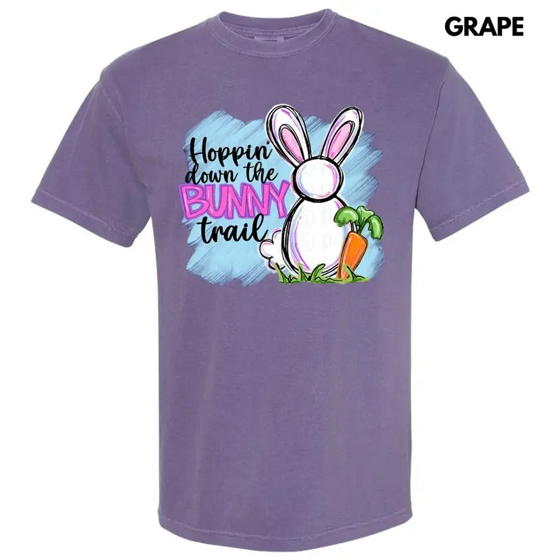 Hoppin Down Bunny Trail Comfort Colors T-Shirt Hoodie, Sweatshirt | HypeDripTees.com