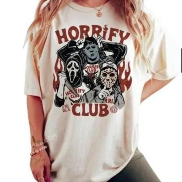 Horriday Club Vintage Shirt, Halloween Horror Scary Movie Characters Shirt, Michael Myers Ghostface Jason Hoodie, Sweatshirt