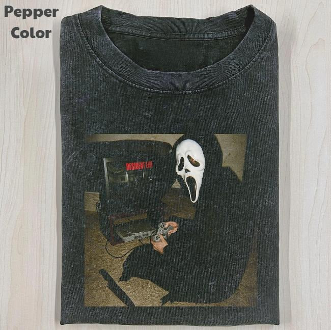 Horror Character Vintage Graphic Tee, Ghost Face Play Game T-Shirt, Horror Movie Shirt, Unisex Meme Cringe Funny Shirt,...