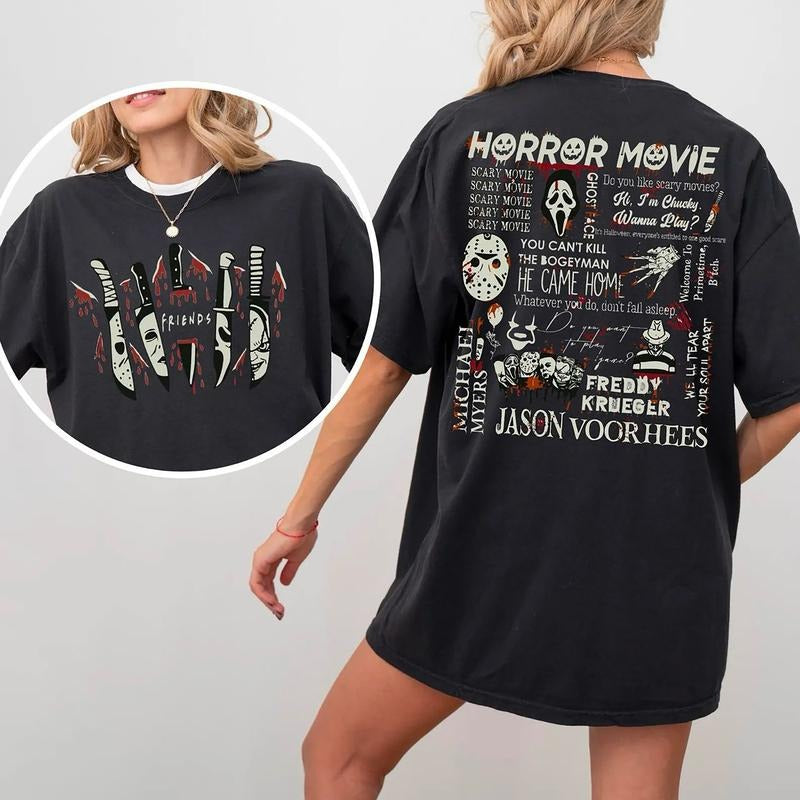 Horror Characters Halloween Shirt, Retro Vibes Horror Movie Halloween Sweatshirt, Halloween Horror Movie Killers Shirt,...