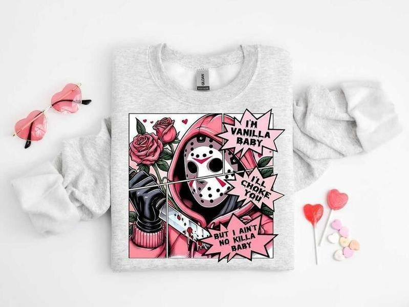 Horror Characters Valentine Bundle T-shirts, Scary Movie Valentine Hoodie, Valentine Friends k*ller Sweatshirt, Heart...