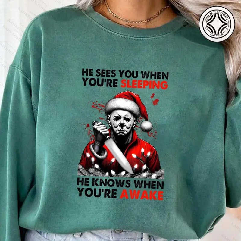 Horror Christmas Sweater, Scary Christmas Sweatshirt, Christmas Movie, Merry Creepmas, Friends Horror Christmas, Horror...