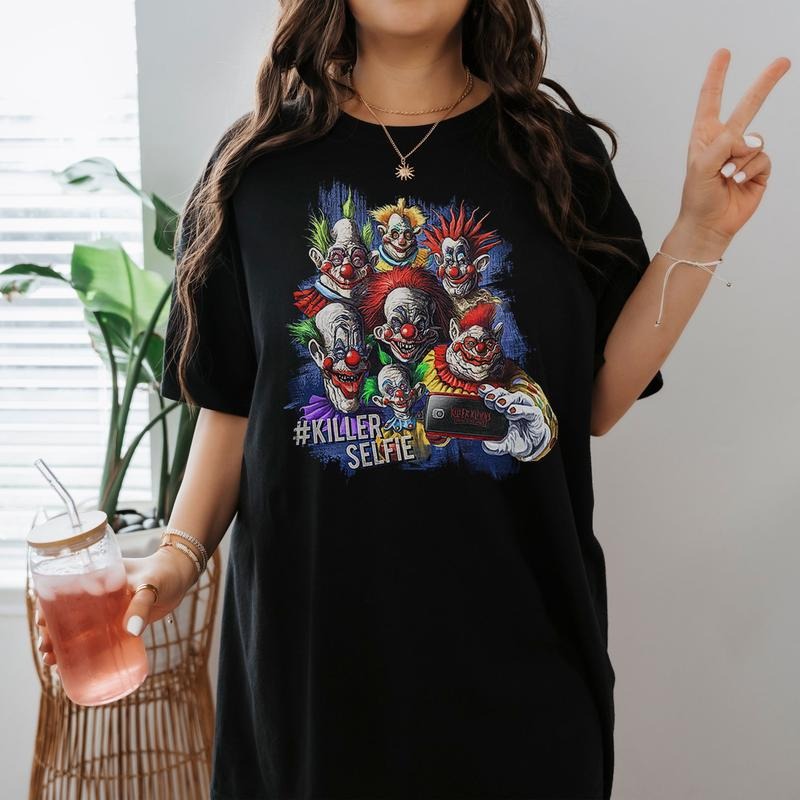 Horror Clowns Selfie TShirt Halloween Killer Shirt Pennywise Horror Halloween Shirt IT Movie Shirt Halloween Party Shirt...