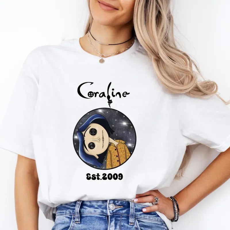 Horror Coraline Est 2009 Other Mother Coraline Wybie Other World Best Coraline Movie Coraline Doll Halloween Cartoon Movie Vintage Retro Horror Halloween T-Shirts, Hoodie, Sweatshirt