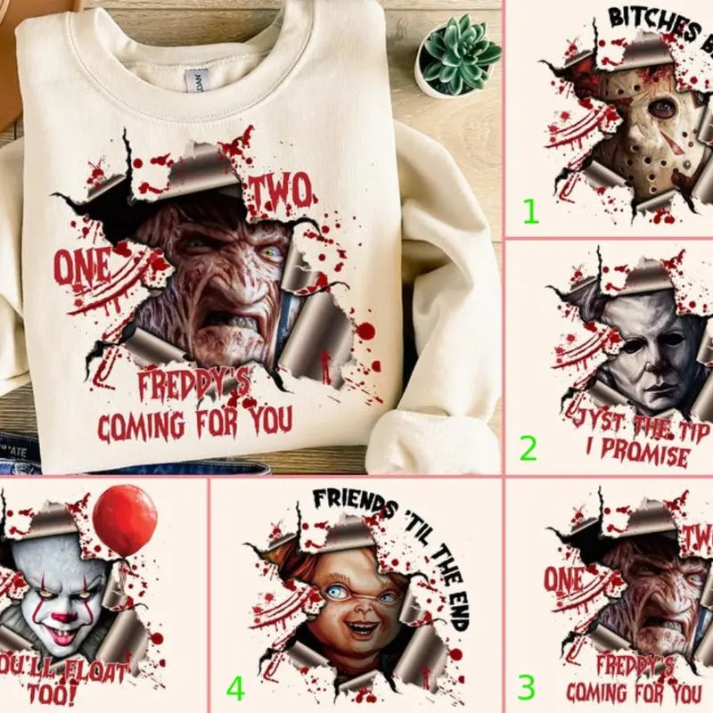 Horror Friends  Bundle Shirt, Friends Killers Halloween, Friend Coming For you , Horror Movie Sweatshirt, Horror Movie...