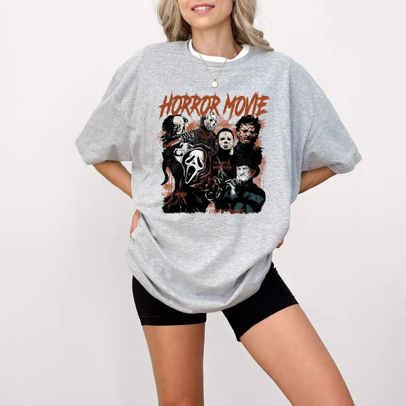 Horror Movie Halloween Vintage T-Shirt, Retro 90s Horror Movies Shirt, Michael Myers Tee Shirt, Ghostface T-Shirt,...