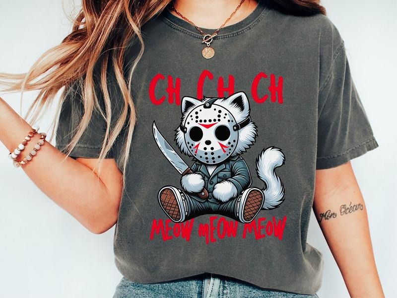 Horror Movie Shirt, Funny Killer Cat Tee, Horror Film Club Tee, Halloween Scary Movie Shirts, Horror Movie Lover Shirt,...