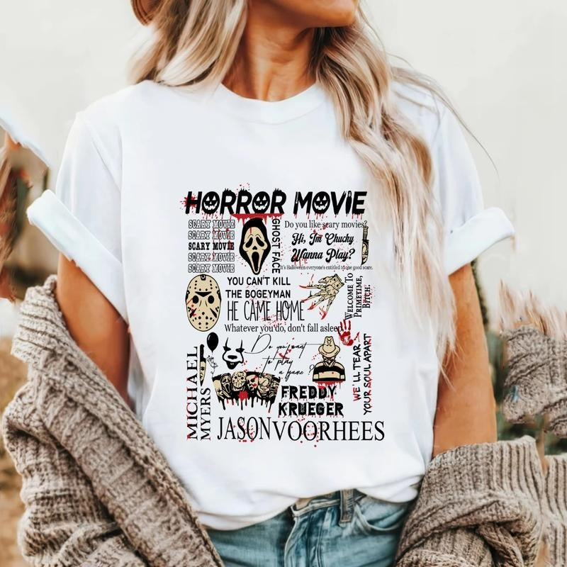 Horror movies character Friend Halloween friend  T-shirt Hoodie, Sweatshirt | HypeDripTees.com