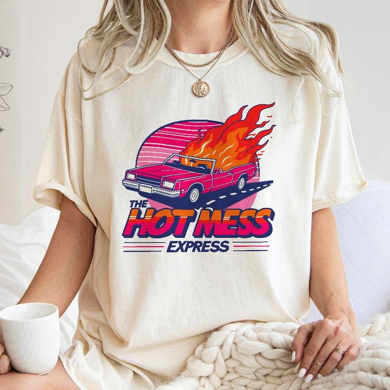 Hot Mess Express Shirt, Spicy Disaster T-Shirt, 80s Sweatshirt, Sarcastic Shirt, Trendy Shirt Hoodie | HypeDripTees.com