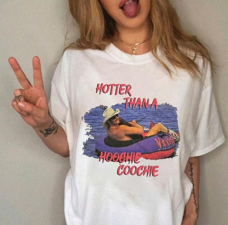 Hotter Than A Hoochie Cooche T-shirt, Women's Summer Vacation Tees 90s, Country Music Trendy Summer Shirt, Gift Music...