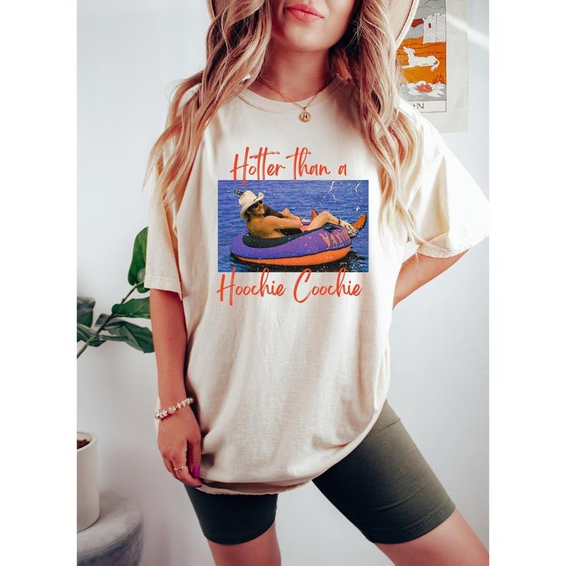 Hotter Than A Hoochie Coochie Shirt, Meme Summer Vacation Tshirt, Music Lover Tshirt, 90s Country Music, Trendy Summer...