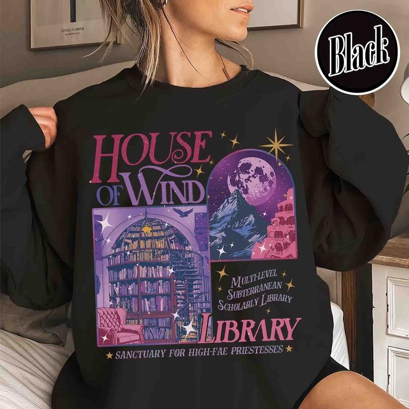 House of Wind Sweatshirt, House of Wind Library, House of Wind Book Club Shirt, Library Velaris Shirt, ACOTAR Shirt,...