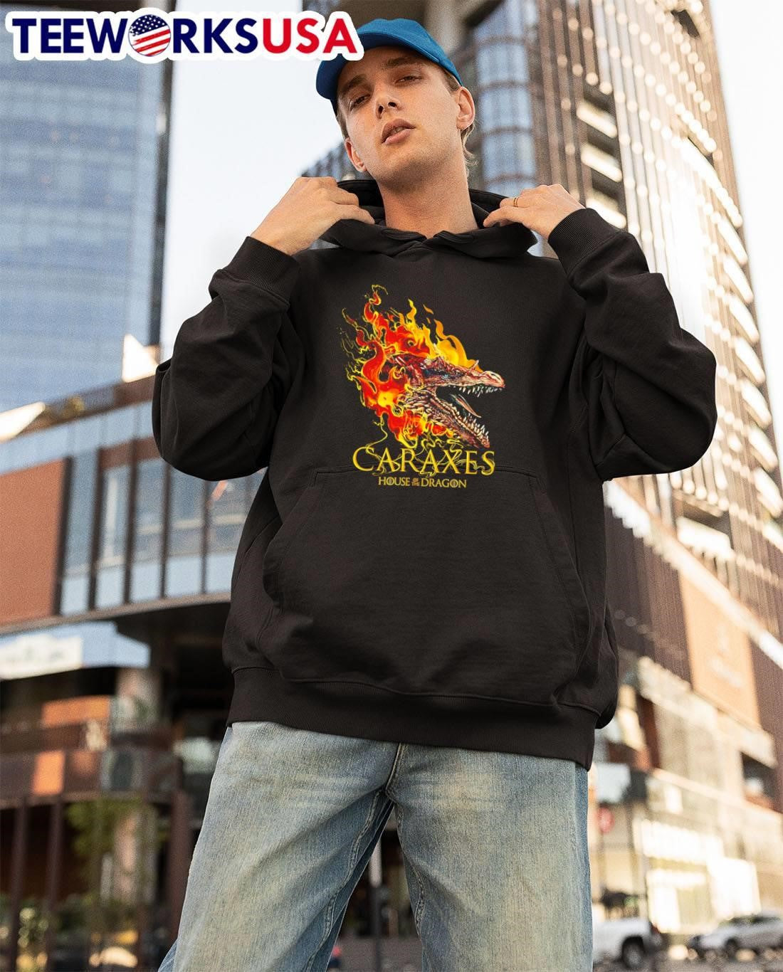 House of the Dragon Caraxes Fire Breath Graphic T-Shirt