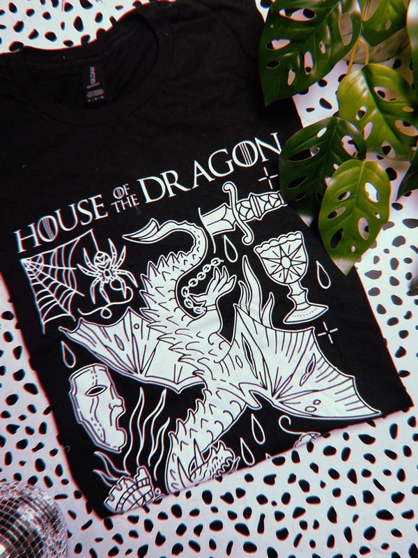 House of the Dragon illustrated by Chelsea Jane on black unisex softstyle shirt Hoodie, Sweatshirt | HypeDripTees.com