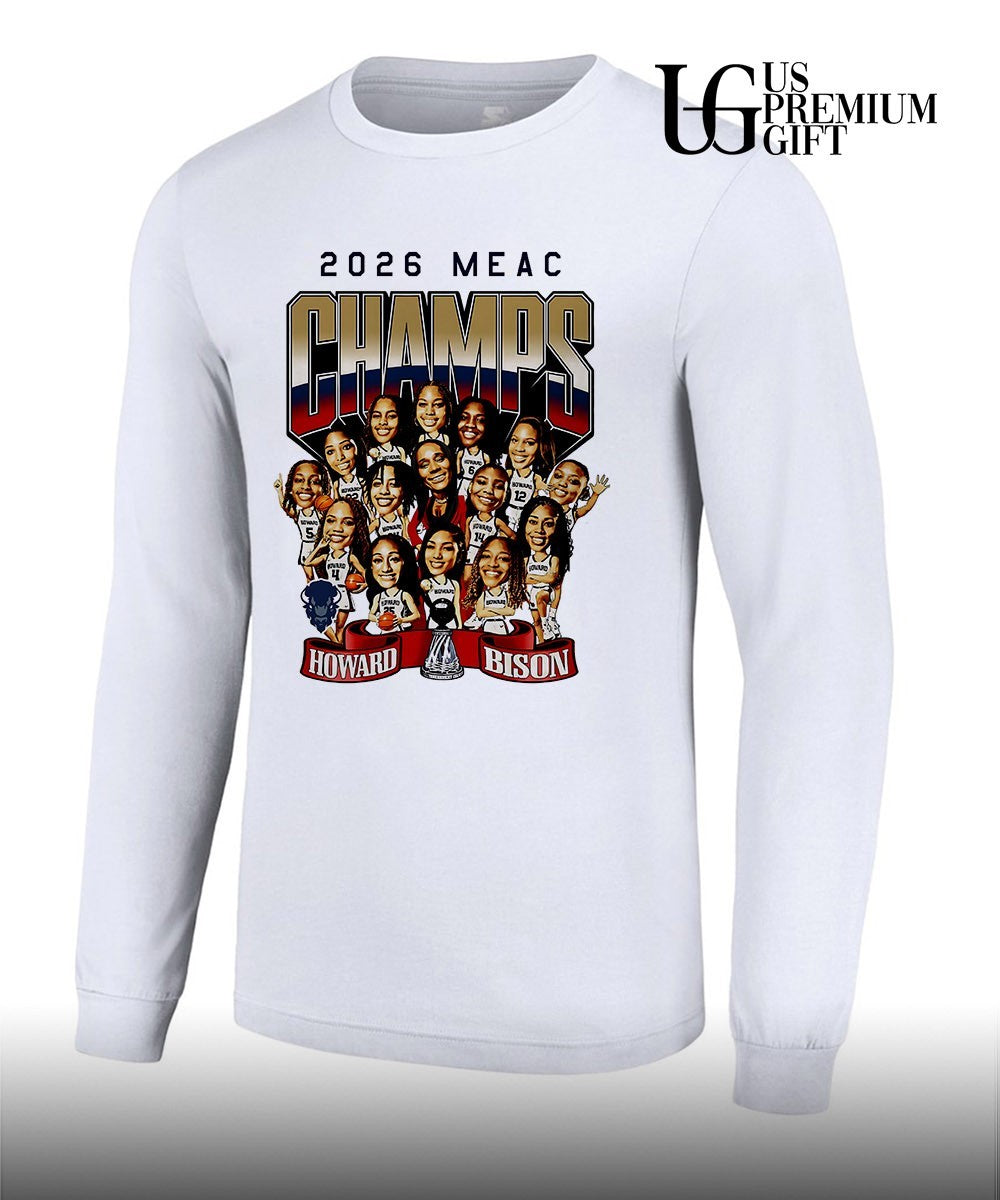 Howard Bison women’s basketball 2026 MEAC Champs caricature shirt