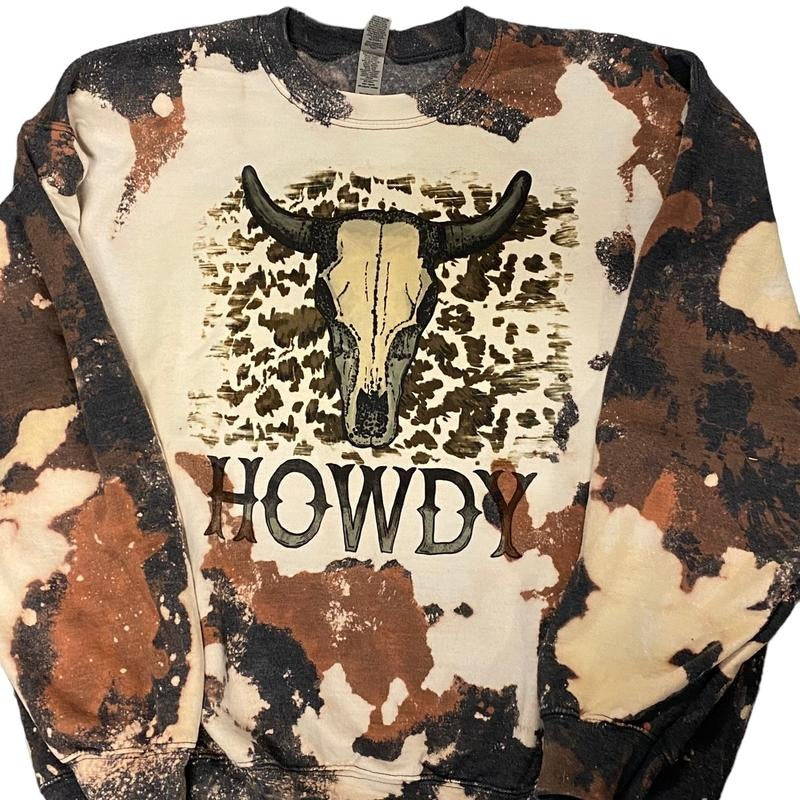 Howdy Bull Cowhide Crewneck sweatshirt T-Shirts, Hoodie | HypeDripTees.com