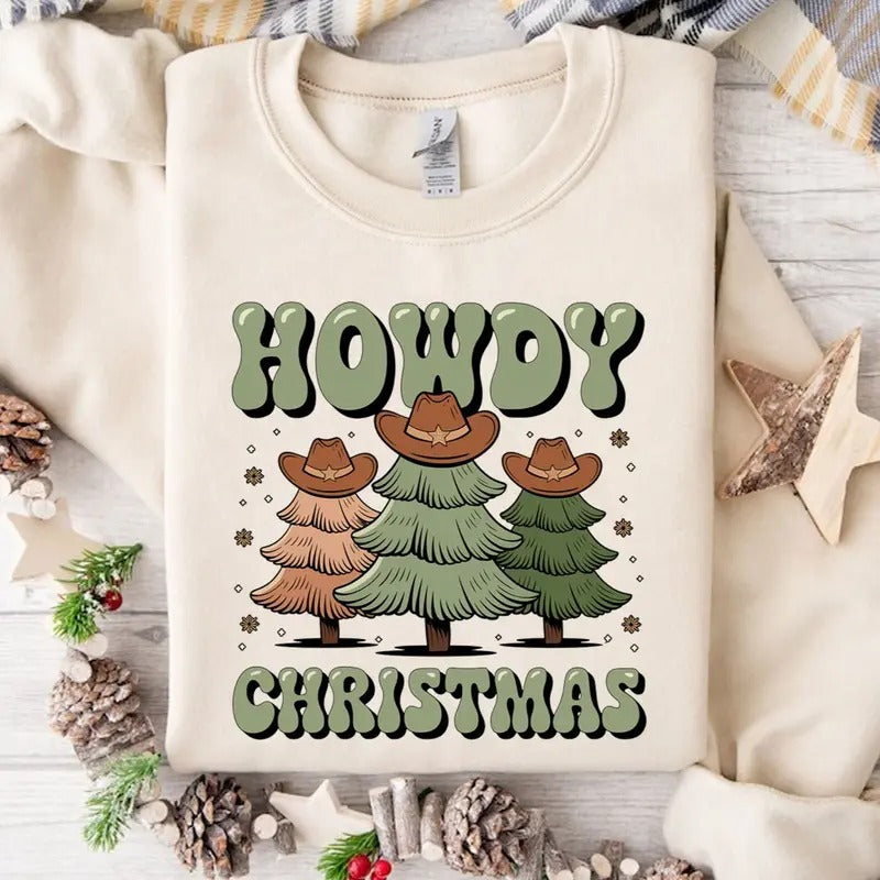Howdy Chistmas Cowboy Countryside Unisex Sweatshirt, Christmas Shirt for Men and Women Hoodie | HypeDripTees.com