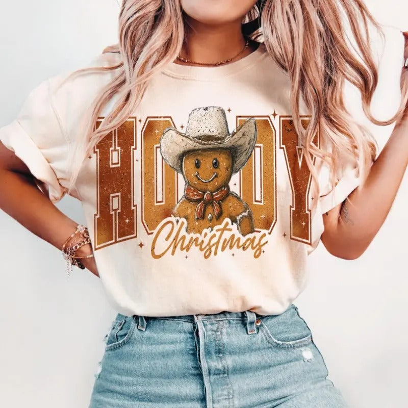 Howdy Chrsitmas Gingerbread man Shirt, Christmas Season Sweatshirt, Christmas western Tee, Christmas Retro , Howdy Shirt...