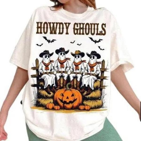 Howdy Ghouls tshirt, Funny Halloween Shirt, Halloween tshirt, Western Halloween tshirt, farmer halloween tshirt, ghost...