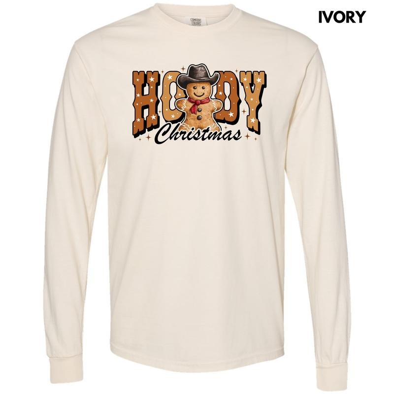 Howdy Gingerbread Christmas Long Sleeve Comfort Colors T-Shirt 'NLB' Hoodie, Sweatshirt | HypeDripTees.com