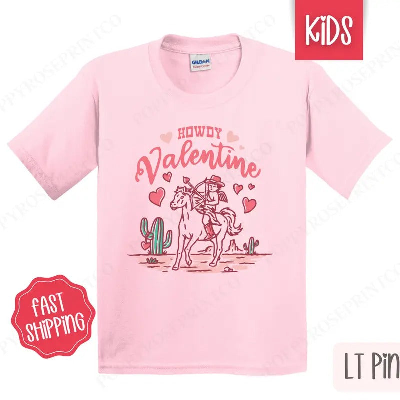 Howdy Valentine Kids Shirt - Valentine's Day Children's Tshirt - Youth Tee Gildan Hoodie, Sweatshirt | HypeDripTees.com