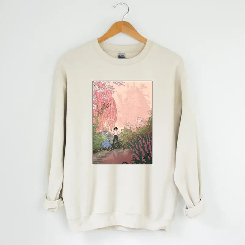 Howl's Moving Castle Sweatshirt, Howl and Sophie Shirt, Anime shirt, Harajuku Clothing Womenswear Crewneck Polyester...