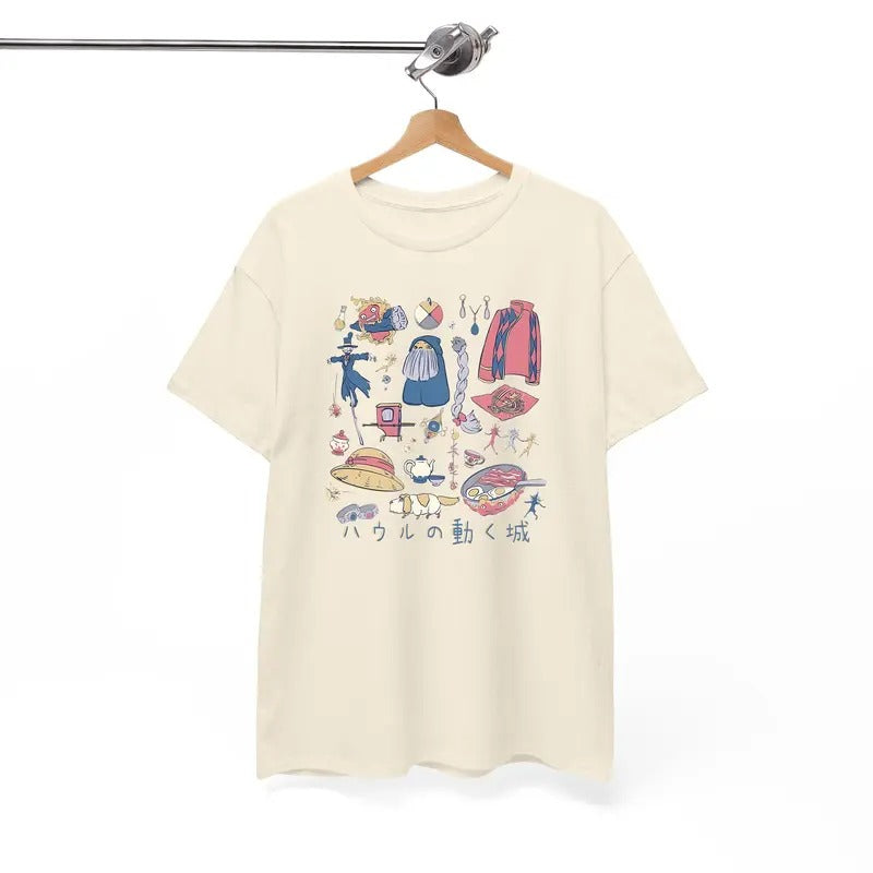 Howls Moving Castle Tshirt, Studio Ghibli Tshirt, Howl And Sophie, Calcifer, Anime Hoodie, Sweatshirt | HypeDripTees.com